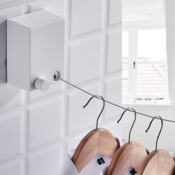 abhsant hot retractable indoor and outdoor clothes wall hanger magic drying rack balcony bathroom invisible clothesline wire rope,drying string for home balcony room color - Image 5