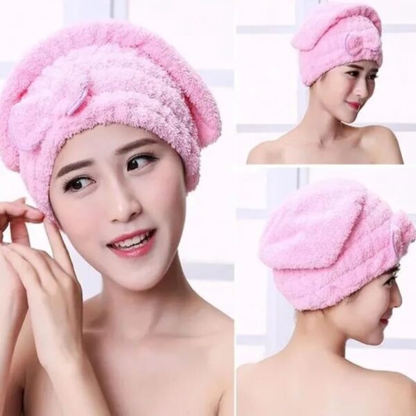 hair drying towels, ultra absorbent hair drying cap towel for women adults or kids girls(random color ) - Image 4