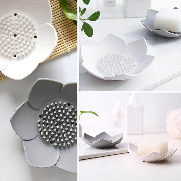 silicone lotus soap tray | petal flower shape bathroom bar soap holder (random color) - Image 6