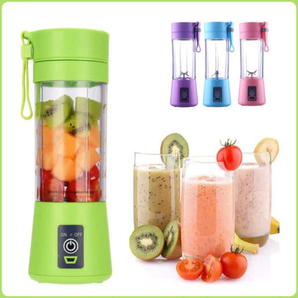6 blades electric blender mini portable juicer usb rechargeable 380ml  (random color) - Image 3