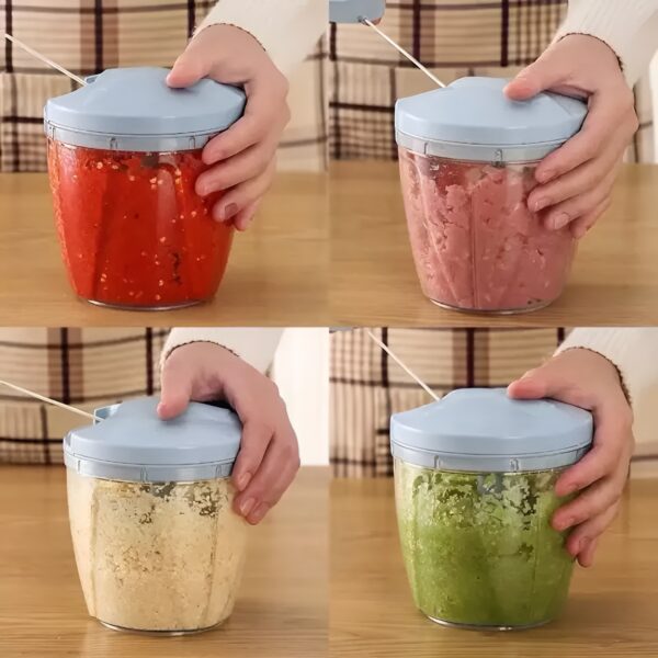 5 blades manual vegetable chopper cutter hand pull food chopper (random color) - Image 15