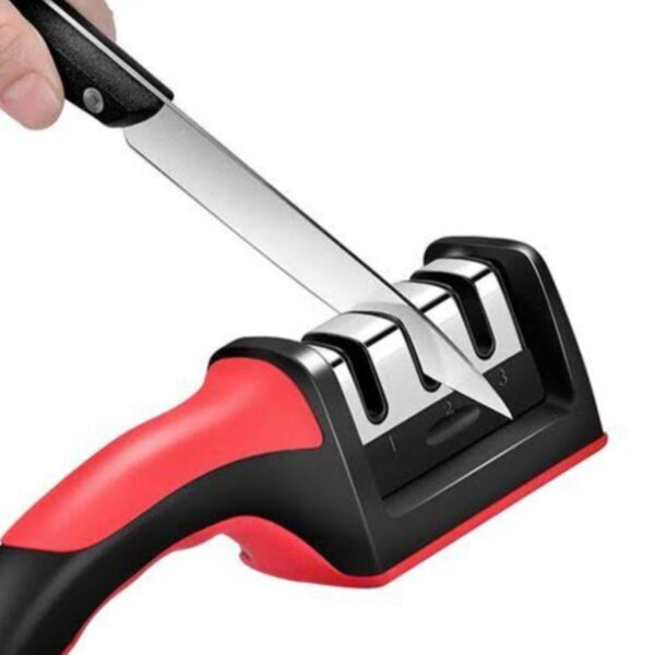 3 in 1 manual knife sharpening kitchen accessories manual stainless steel 3 stage kitchen handheld knife sharpener - Image 5