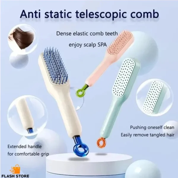 pack of 03 - self cleaning hair comb ( random color ) | best quality comb - Image 2