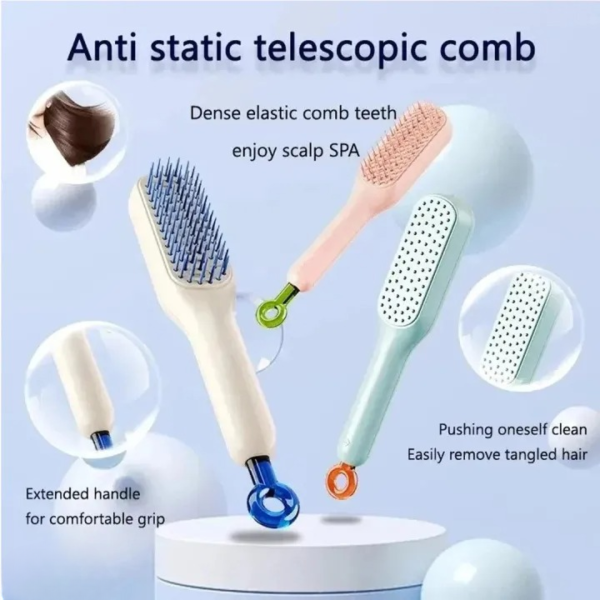 pack of 03 - self cleaning hair comb ( random color ) | best quality comb