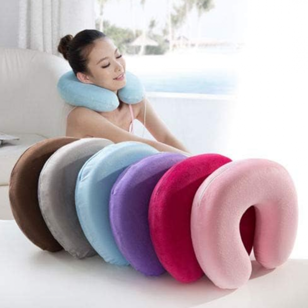 u shaped travel neck pillow extremely soft and comfortable (random color) - Image 3
