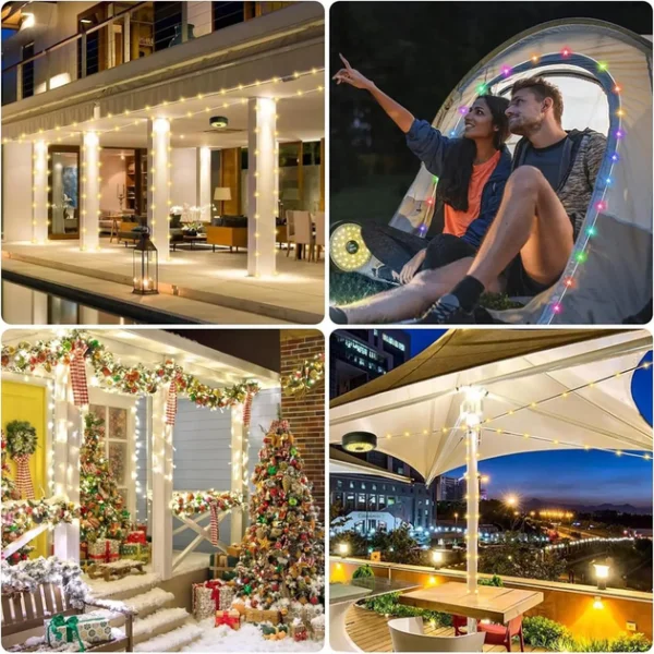 hanging lantern with garland, camping atmospheric garland, rechargeable led garland 9 m - Image 9