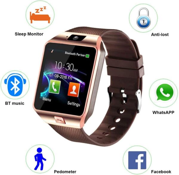 dz09 bluetooth smartwatch,touchscreen wrist smart phone watch sports fitness tracker with sim sd card slot camera (black) - Image 4