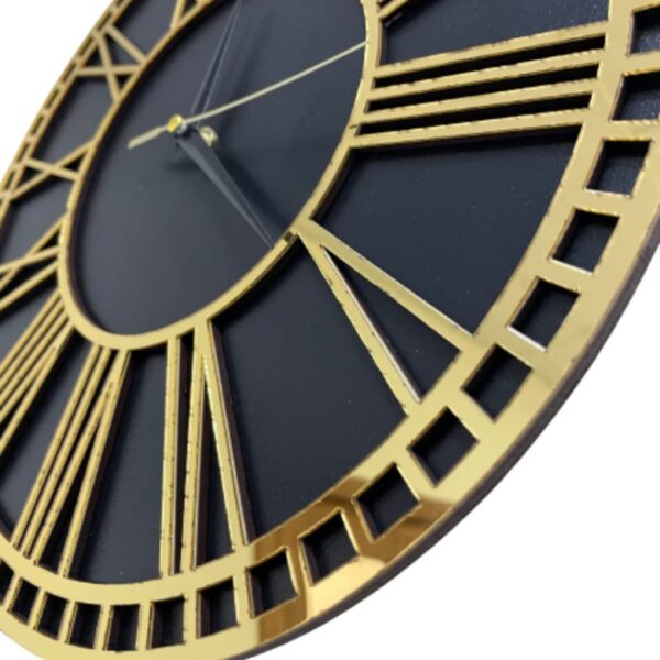 roman numbers clock gold frame and black clock | wall decor | wall clock 3d acrylic wall clock - Image 3