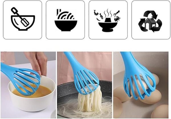 multipurpose plastic egg beater mixer kitchen baking utensil spaghetti server tong chimta (random color) - Image 7