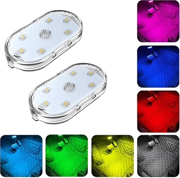universal rgb touch car led interior lights, usb rechargeable | self adhesive portable led lights for cars rvs and trucks