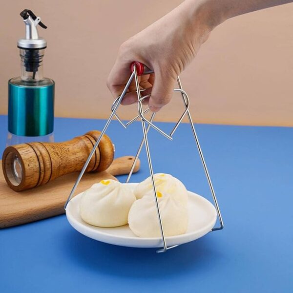 non-slip stainless steel multifunctional hot plate clip dish tray bowl holder gripper clamp kitchen tools