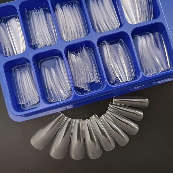 (square shape )artificial nails 100pcs with nail glue, beautiful fancy fake nails ,acrylic nails kit transparent & natural false nail - Image 4