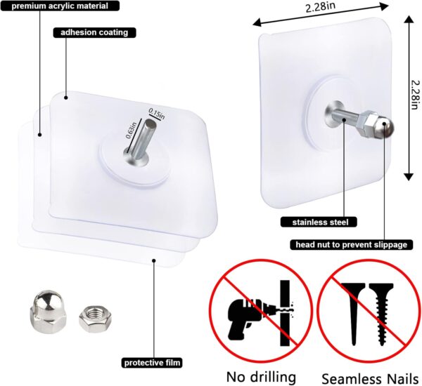 (10 pcs) self adhesive wall screws self adhesive hanging nails adhesive screws wall mount hooks - Image 3