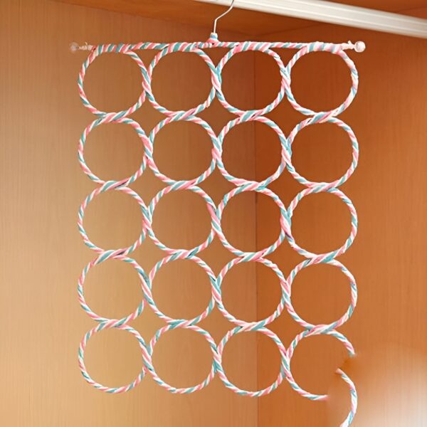 multipurpose scarf hanger / organizer holder with 28 holes ideal for hanging ties, mufflers, belts, dupatta (random color) - Image 6