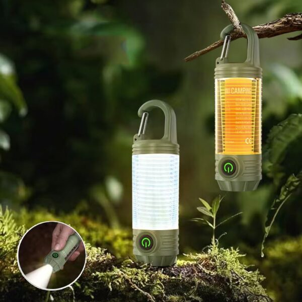 rechargeable led mini camping flashlight, portable outdoor light with hook, white warm light and red light, - Image 10