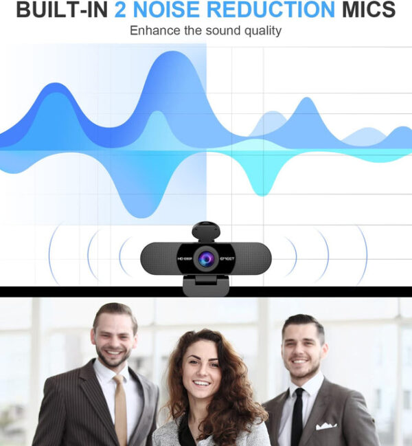 c960 emeet 1080p webcam with microphone, web camera, 2 mics streaming webcam with privacy cover, 90°view computer camera, plug & play usb webcam for calls/ conference - Image 8