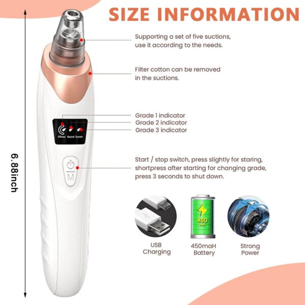 face vacuum blackhead remover pore cleaner | electric deep cleansing tool for nose & face - Image 2
