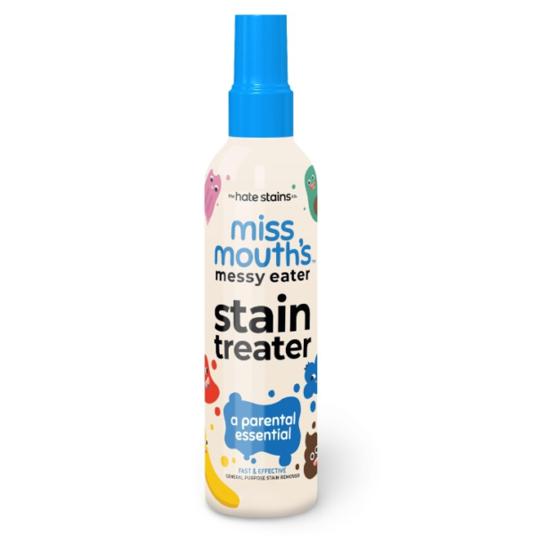 miss mouth's messy eater stain treater spray - stain remover - newborn & baby essentials - no dry cleaning food, grease, coffee off laundry, underwear, fabric - 100ml (for every color)