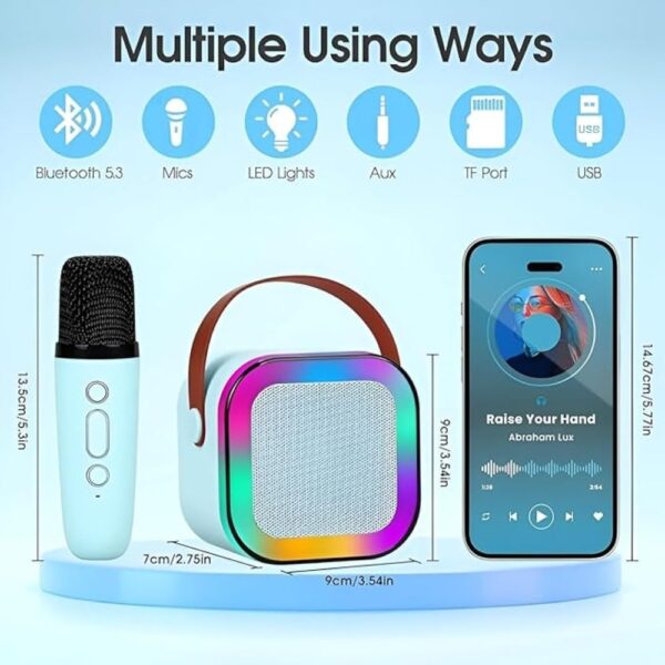 k12 karoke speaker portable rechargeable bluetooth wireless speaker with mic premium smart speaker (random color) - Image 3