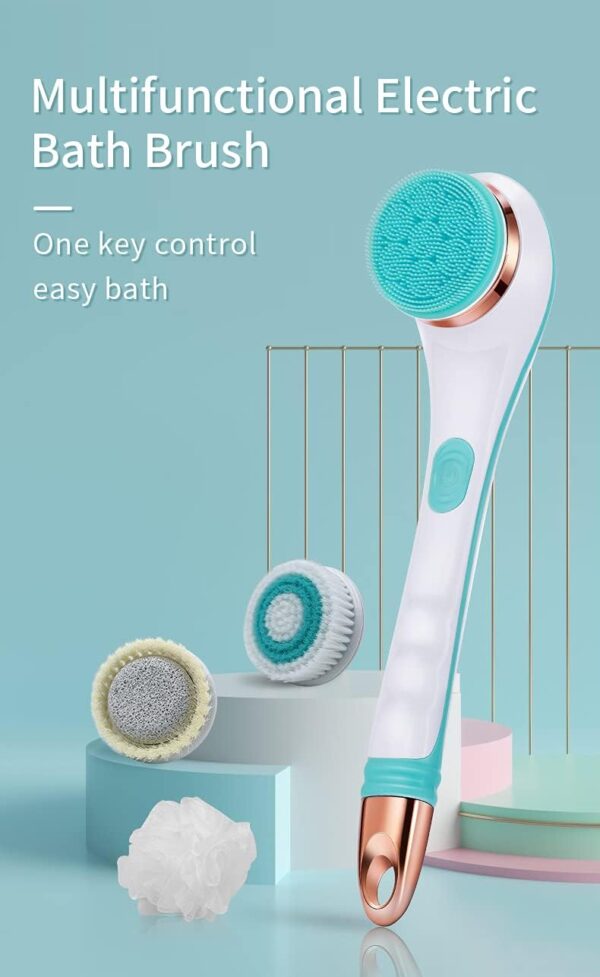cnaier bath and body scrub electric brush set - rechargeable 4 in 1 (random color)