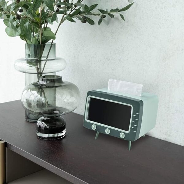 2 in 1 tv shape tissue box & mobile phone or photo holder | creative tissue boxes retro television phone holder (random color) - Image 13