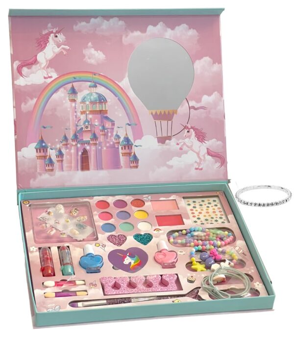 beauty makeup kit for doll girls children's cosmetics makeup eyeshadow palette nail polish blush carrying box cosmetic bag set - Image 3