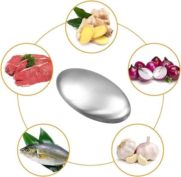 odor removing steel soap bar with stand and box | soap for lazy people | odor remover bar deodorant metal soap stainless steel soap bar eliminating smell like onion, garlic or fish and holder dishes for kitchen - Image 3