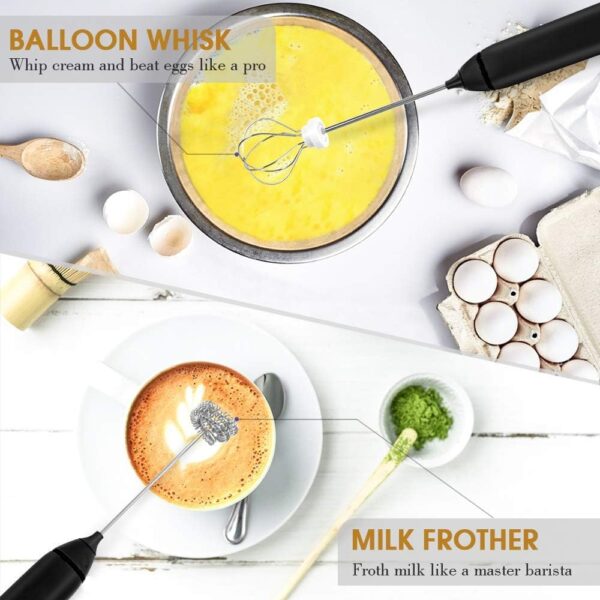 handheld electric milk frother whisk egg beater usb rechargeable coffee blender household milk shaker mixer foamer food blender (random color) - Image 3