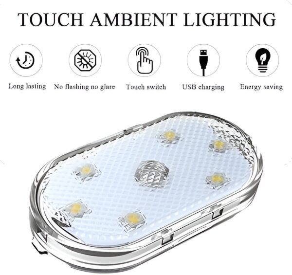 universal rgb touch car led interior lights, usb rechargeable | self adhesive portable led lights for cars rvs and trucks - Image 3