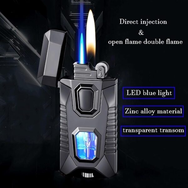refillable dual flame torch lighter | fancy lighter best quality | metal lighter, cigarette accessories ( random color ) ( box packing ) - Image 7