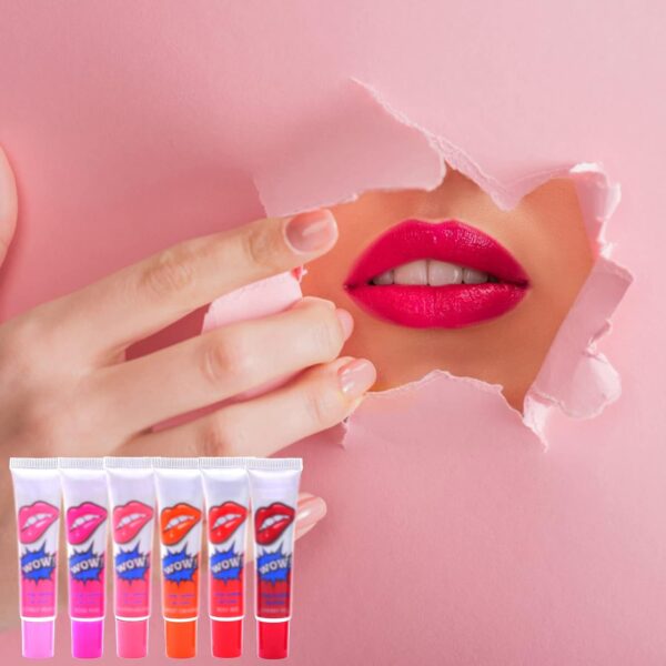 pack of 6 high pigmented lip gloss lipstick tattoo peel off durable waterproof tattoo lip gloss easy peel off lip gloss - Image 8