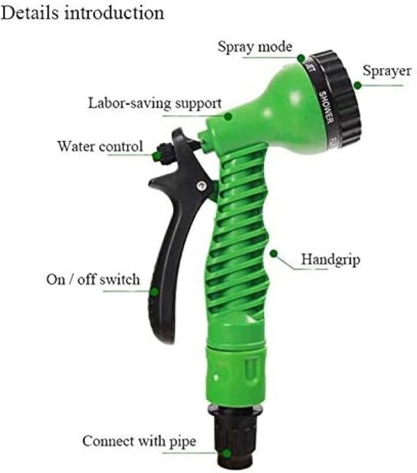 magic hose pipe | water spray | pressure water spray jet gun |  expandable, flexible garden water hose for car wash, bike wash, home and garden 150 ft (random color) - Image 6