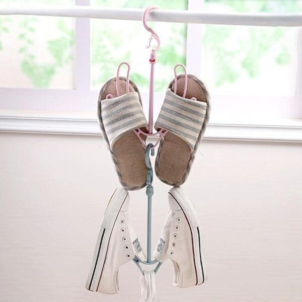 shoe drying stand | hanging racks for balcony, cabinet, cup board | hook racks organizer (pink) - Image 7