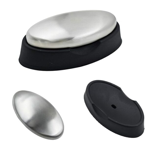 odor removing steel soap bar with stand and box | soap for lazy people | odor remover bar deodorant metal soap stainless steel soap bar eliminating smell like onion, garlic or fish and holder dishes for kitchen - Image 8