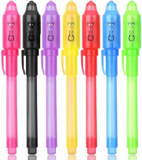 secret message pen invisible colorless ink or spy magic pen with uv light  (set of 6)