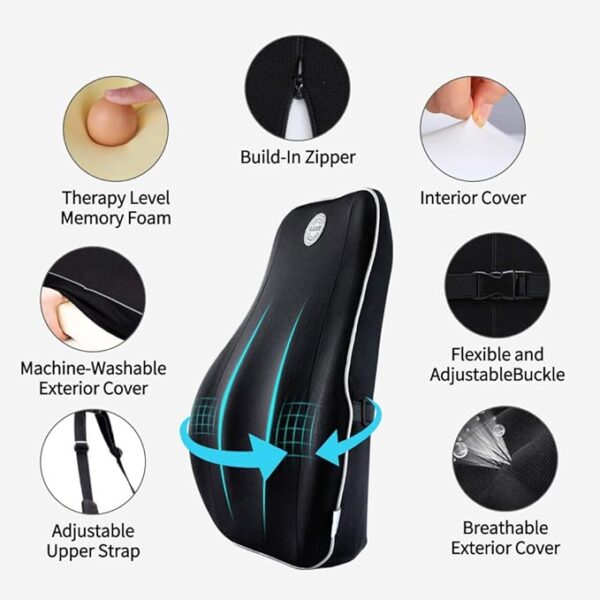 memory foam back pain relief lumbar support car cushion pillow of chair sofa seat back - Image 4