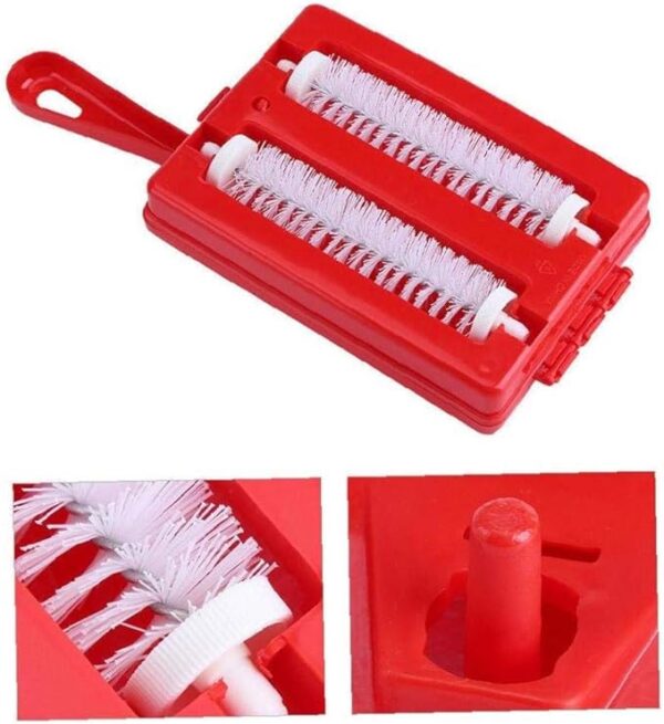 handheld carpet table crumb sweeper plastic dual brush cleaner collector roller (random color) - Image 4