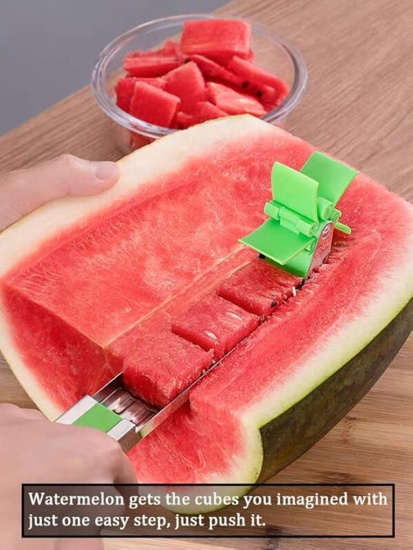 windmill watermelon cube cutter | watermelon slicer cutter, stainless steel watermelon cutter wheel fruit knife melon knife corer kitchen gadgets, practical tool for fruit vegetable salad - Image 15
