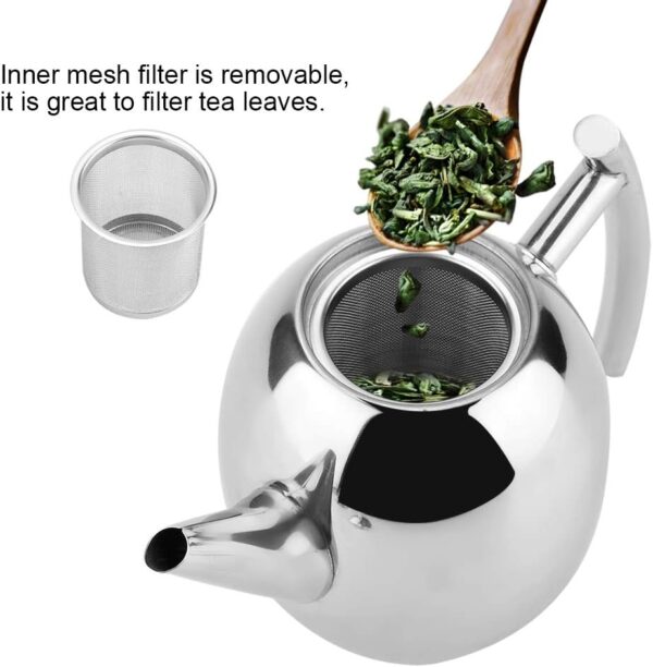 1.8l stainless steel kettle teapot thicker with filter hotel tea pot | coffee pot | cooker tea kettle | mirror polished (silver) - Image 7