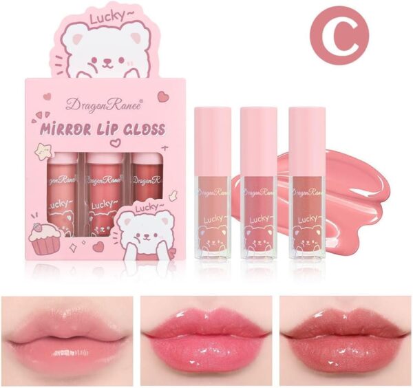 3 pc mirror lip gloss tinted lip balm lip oil hydrating non-sticky lip glow oil lip plumper mirror gloss lip stain (random shades) - Image 7