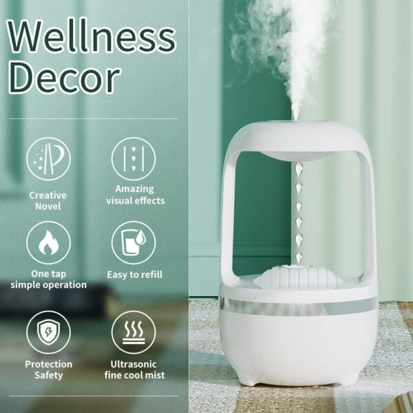 cool mist humidifiers for bedroom with cute water drops & light effects, small room air diffuser for baby, home, office - Image 3