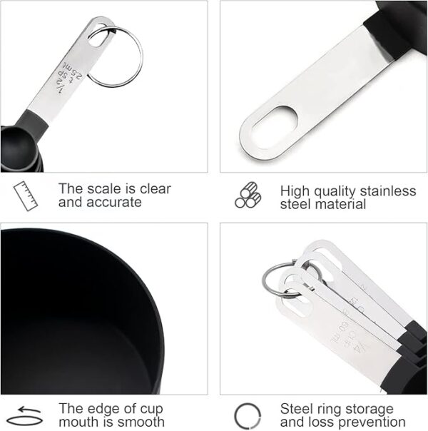 8pcs measuring cups spoons set for baking cake pastry cooking utensils stainless steel handle (random color) - Image 9