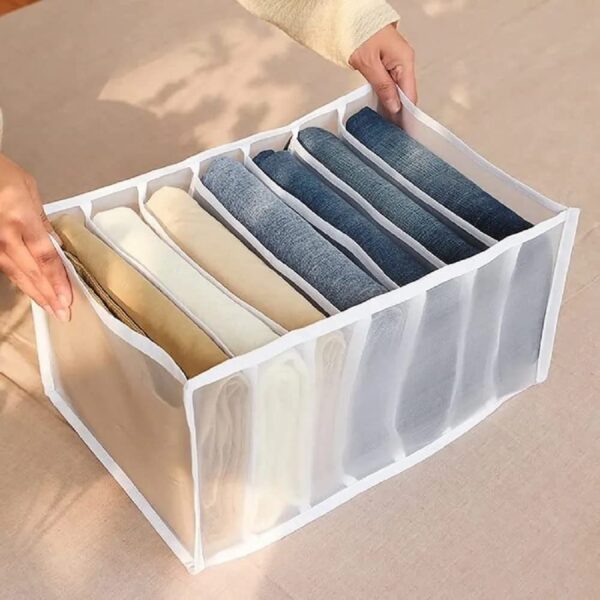 transparent jeans organic washable wardrobe clothes organizer, jeans compartment storage box, portable foldable closet - Image 3