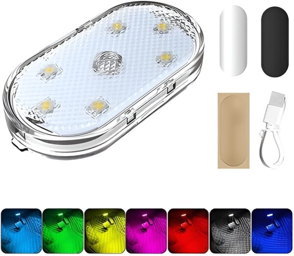 universal rgb touch car led interior lights, usb rechargeable | self adhesive portable led lights for cars rvs and trucks - Image 2