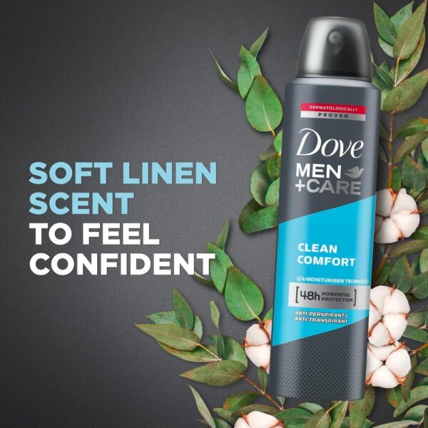 dove men+care clean comfort with 48 hour powerful protection body spray 250ml - Image 5