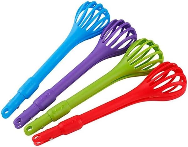 multipurpose plastic egg beater mixer kitchen baking utensil spaghetti server tong chimta (random color) - Image 5