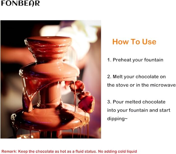 chocolate fountain 3-tier mini chocolate tower three layer melting fondue pot - Image 11