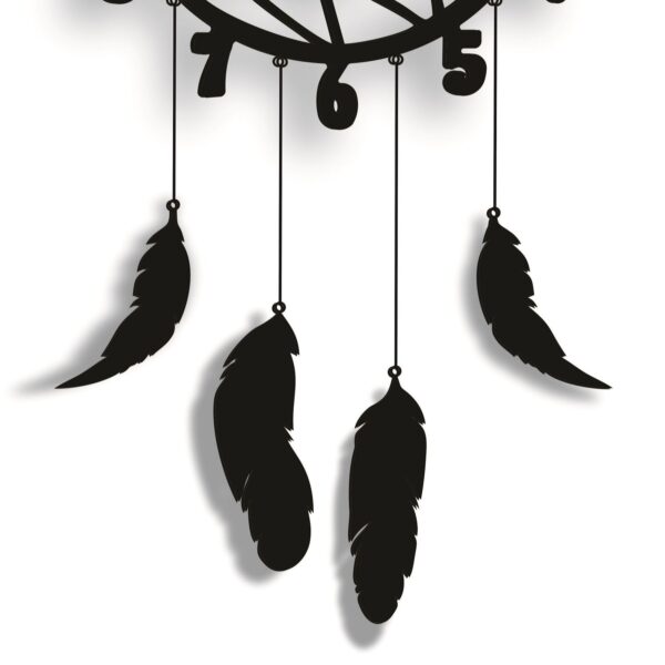 wall hanging wall clock, wooden feather wall hanging home decoration dream catcher - Image 4