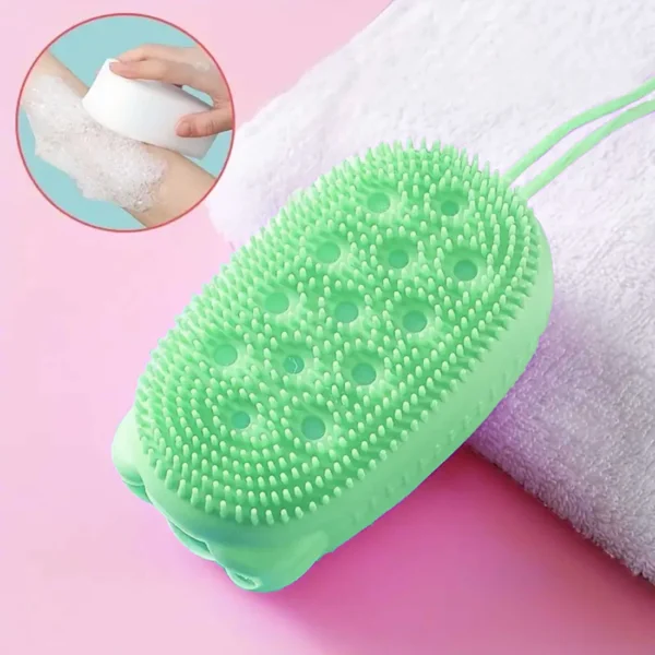 super soft silicon bubbles bath brush | body scrubber bath sponge exfoliating body brush (random color) - Image 3