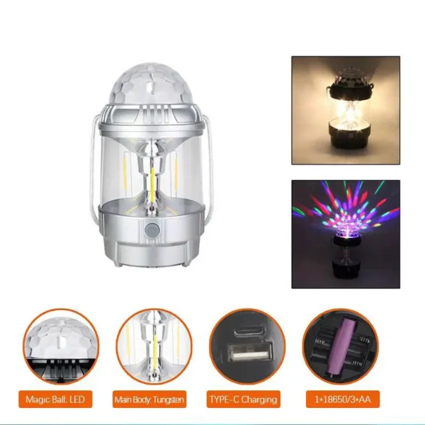 rechargeable 2-in-1 outdoor camping lamp & disco/fancy light stage light with usb cable (random color) - Image 13